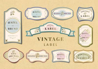 Vintage Wedding Invitation Label Vector Set – Download Free Stock Photo