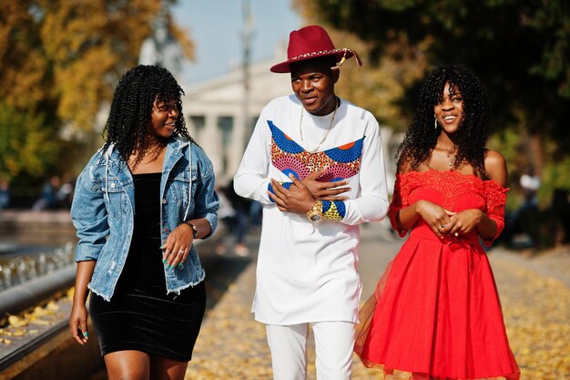 Stylish Afro-French Friends Posing Outdoors on an Autumn Day – Free Download