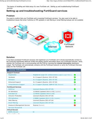 FortiGate User Manual Setting up and troubleshooting FortiGuard 