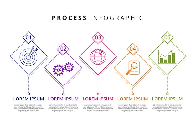 Linear Flat Process Infographic Template – Free Download