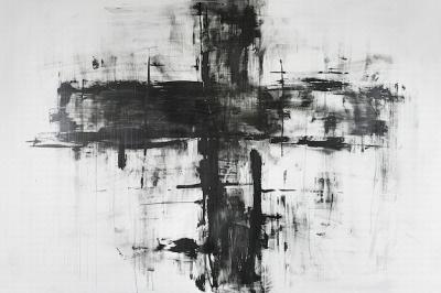 A Black and White Painting of a Cross on a Dark Background – Free Stock Photo Download