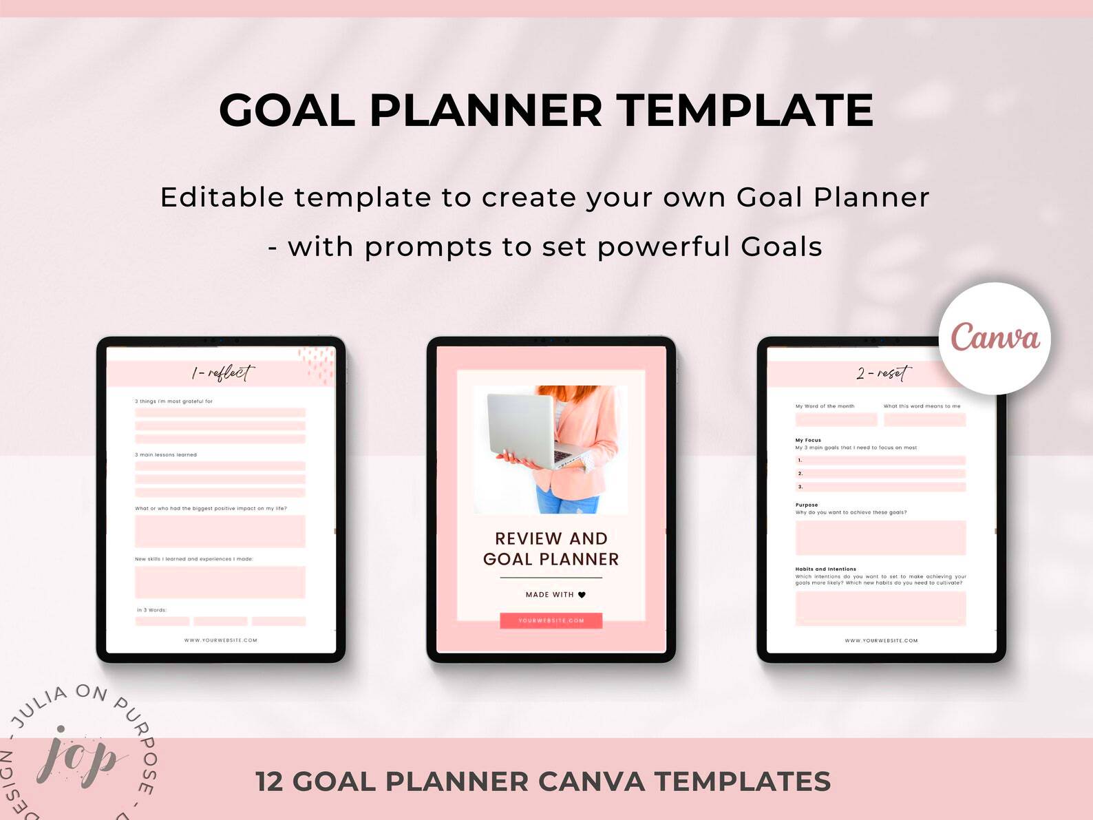 Goal Planner Canva Template Planner Printable Template Etsy