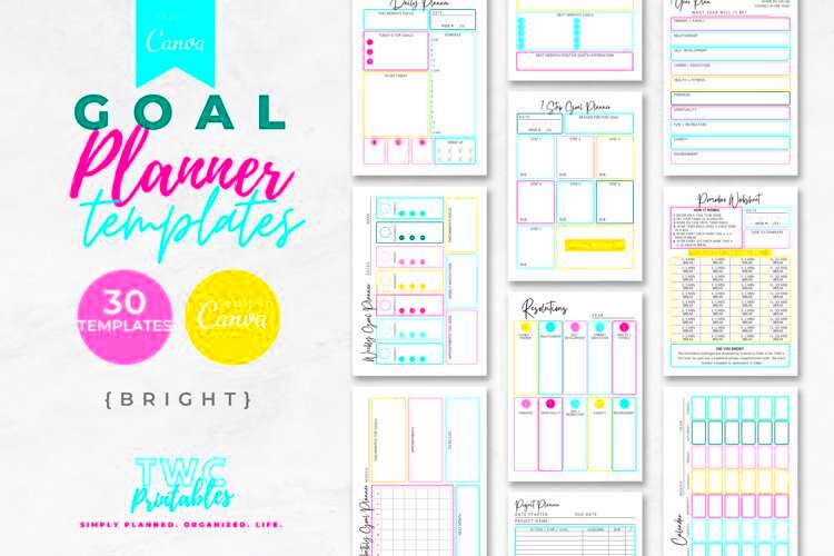 Goal planner canva templates