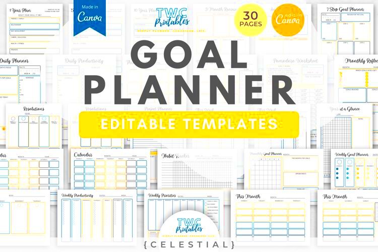 Goal planner canva templates