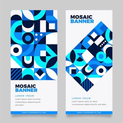 Flat Mosaic Vertical Banners Set – Free Stock Photos for Download