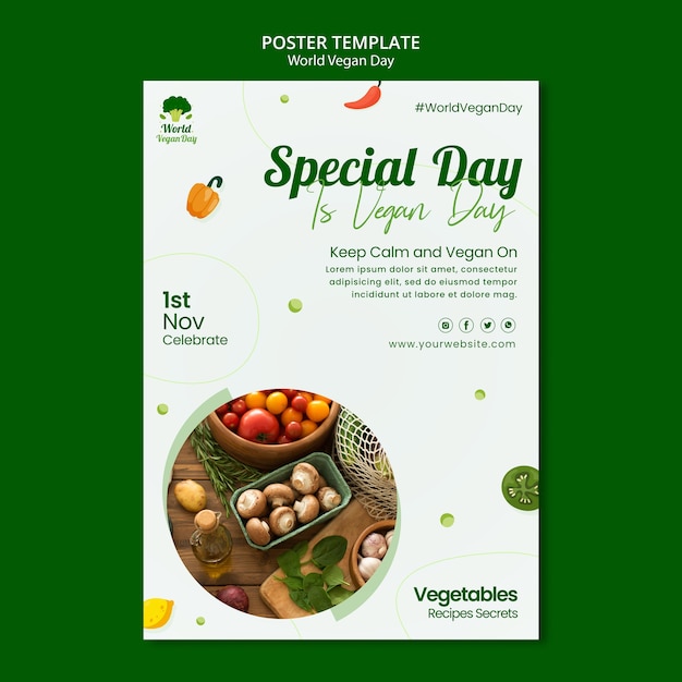 World Vegan Day Vertical Poster Template – Free Download