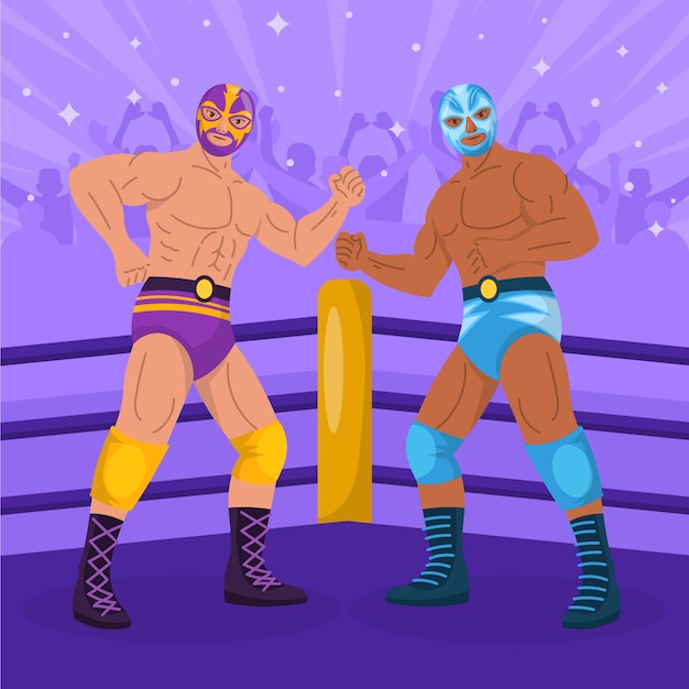 Hand Drawn Flat Illustration of a Mexican Wrestler – Free Download