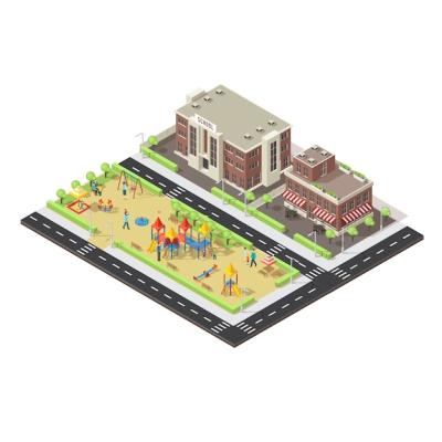 Isometric City Children Playground Template – Free Download