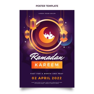 Gradient Ramadan Vertical Poster Template – Free Download