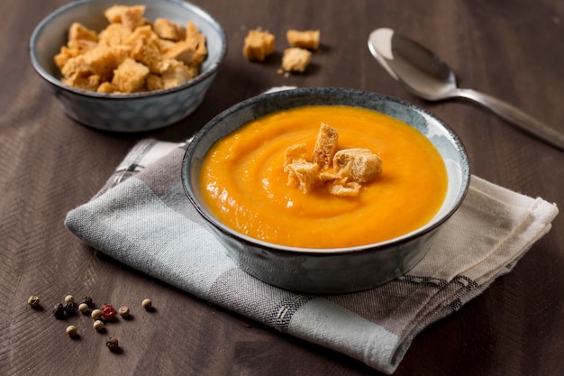 Delicious High Angle Pumpkin Cream Soup – Free Download