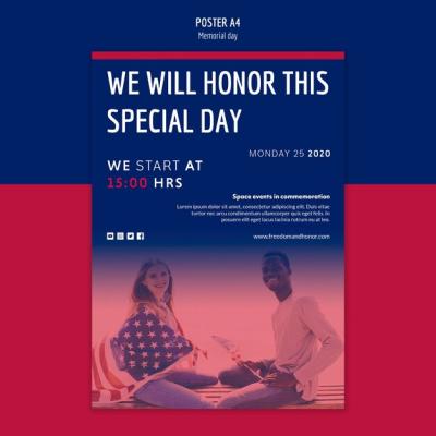 Memorial Day Poster Template Design – Free Download