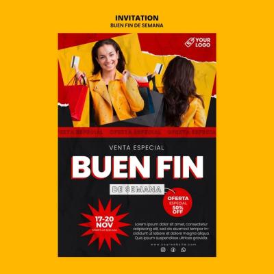 Flat Design Buen Fin Invitation Template – Free Download