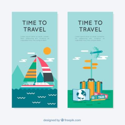 Flat Design Summer Travel Banners – Free Download