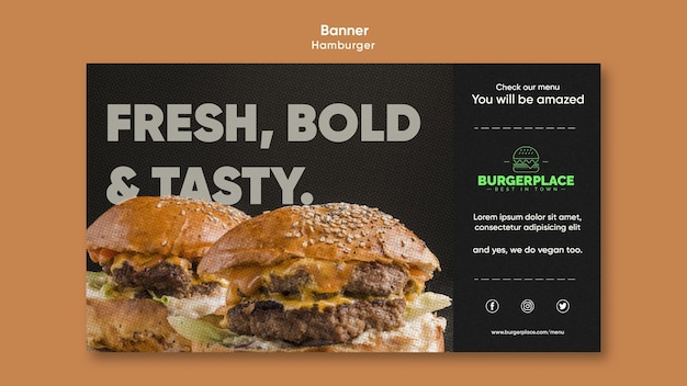 Hamburger Restaurant Banner Template – Free Download