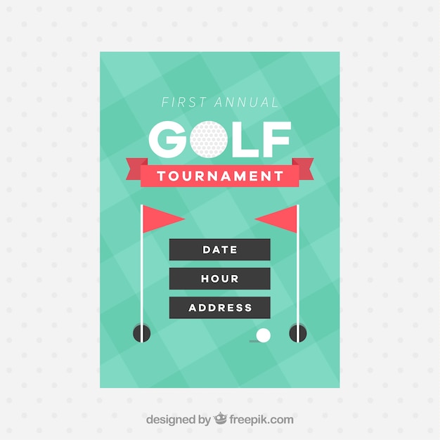 Golf Tournament Flyer in Flat Style – Free Download