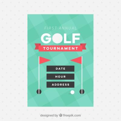 Golf Tournament Flyer in Flat Style – Free Download