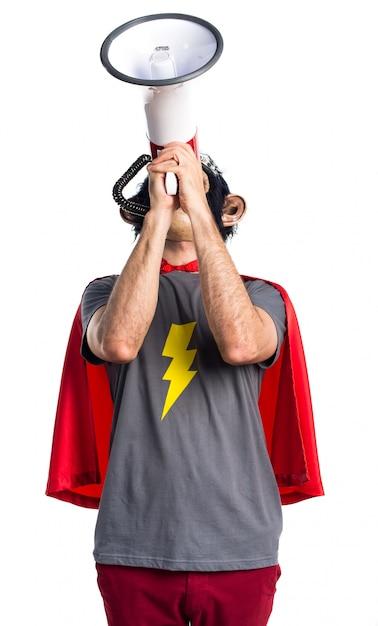 Superhero Monkey Man Shouting by Megaphone – Free Stock Photo for Download