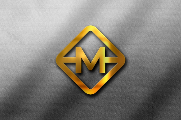 Golden 3D Wall Logo Mockup – Free Download