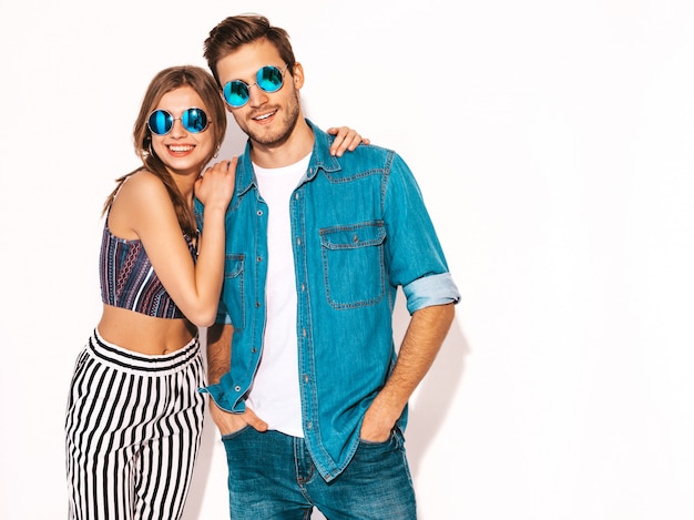 Portrait of a Happy Cheerful Couple in Sunglasses – Free Stock Photo for Download