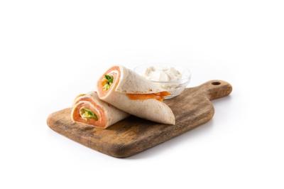 Salmon Wrap Sandwich Roll with Cheese and Vegetables – Free Stock Photo for Download