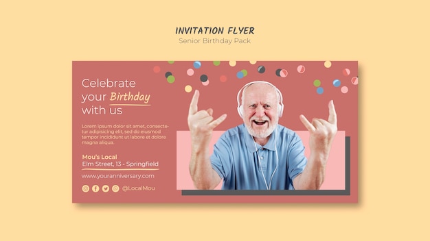 Senior Birthday Invitation Flyer Template – Download Free Stock Photo