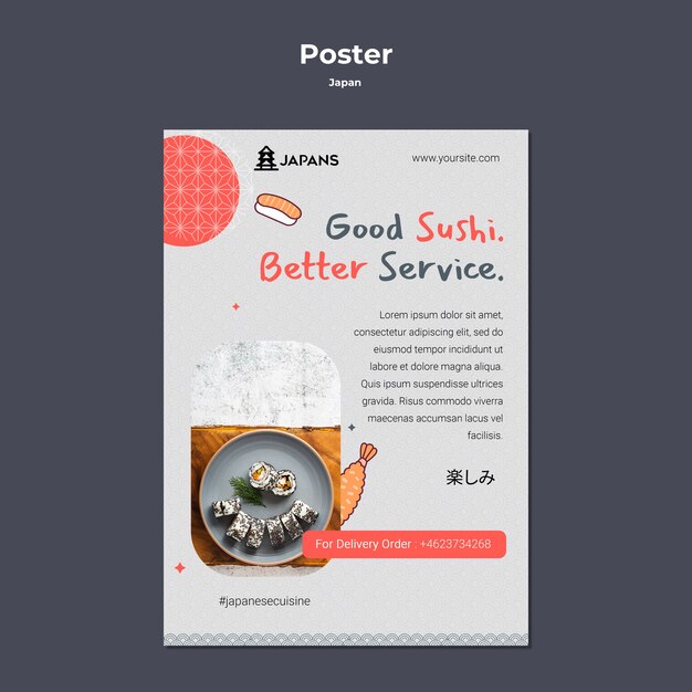 Vertical Poster Template for Japanese Cuisine Restaurant â Free Download