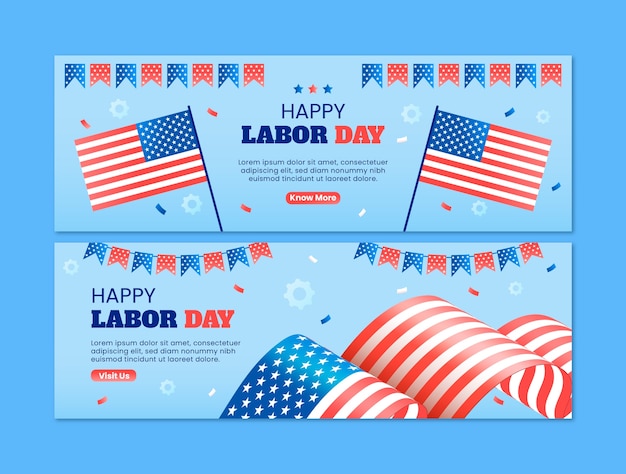 Gradient Horizontal Banner Template for US Labor Day Celebration – Download Free Stock Photo