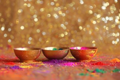 Colorful Powder Splash on Gold Background – Free Download