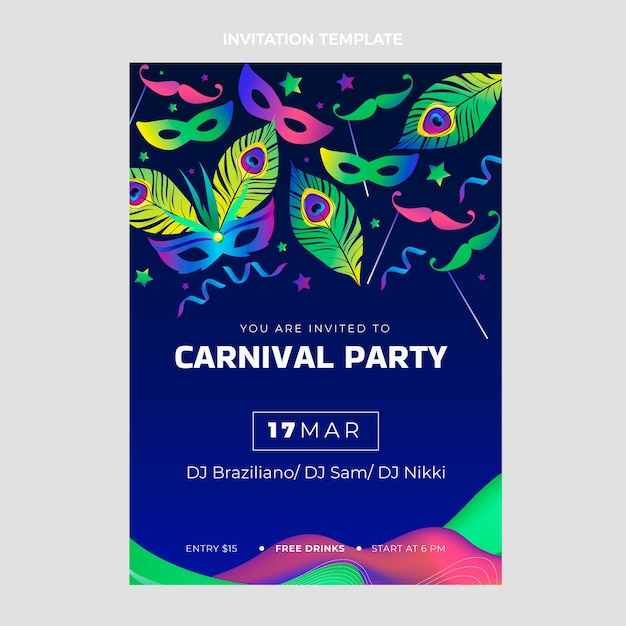 Gradient Carnival Invitation Template – Free Download