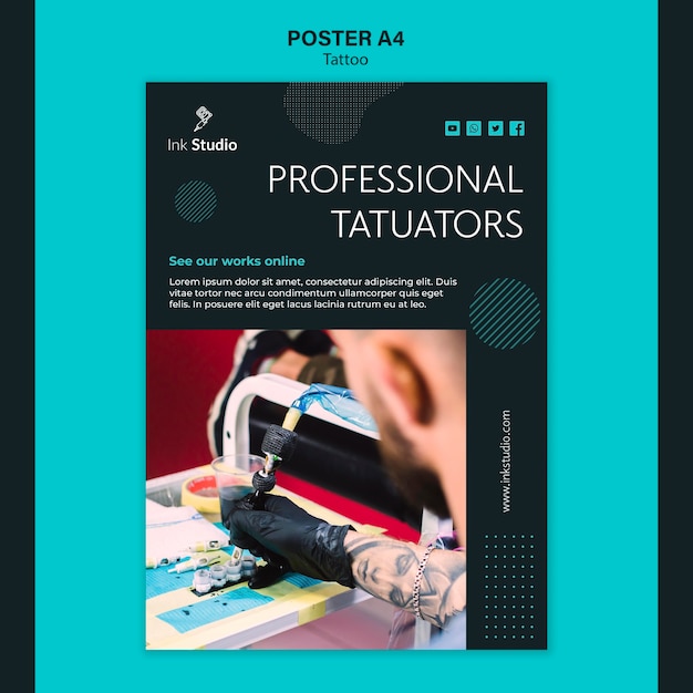 Professional Tattoo Studio Poster Template for Free Download