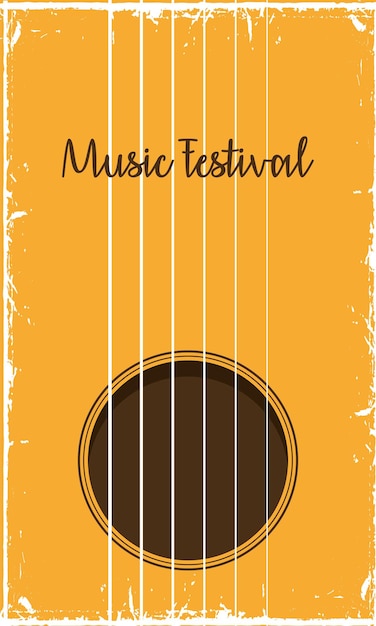 Music Festival Lettering in Guitar Poster – Free Download