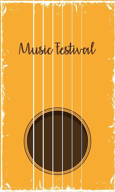 Music Festival Lettering in Guitar Poster – Free Download