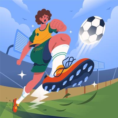 Man Playing Football in Flat Design – Free Download