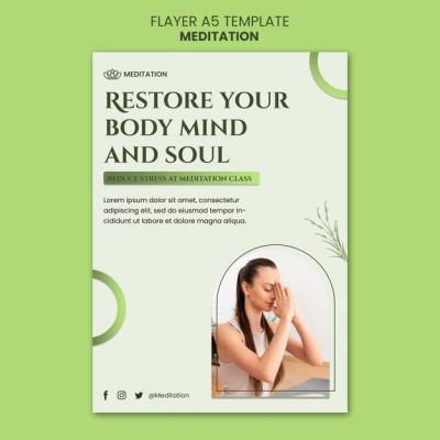 Meditation Vertical Flyer Template Featuring a Woman Practicing Yoga – Free Download