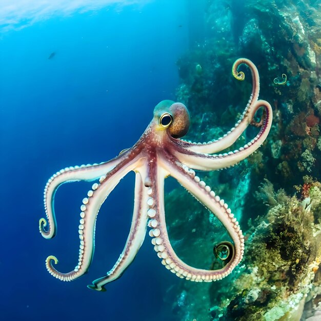 Deep Sea Blue Water: Captivating Images of a Still Live Octopus – Free Download