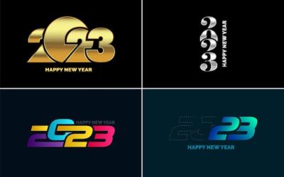 Happy New Year 2023 Black Logo Text Design Collection – Free Download