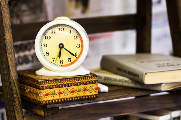 Vintage Alarm Clock on a Shelf in a Home Interior – Free Download