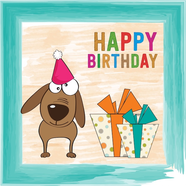 Funny Dog Birthday Card Vector Template – Free Download