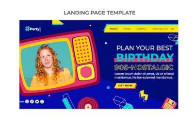 Flat Mosaic Birthday Landing Page – Free Download