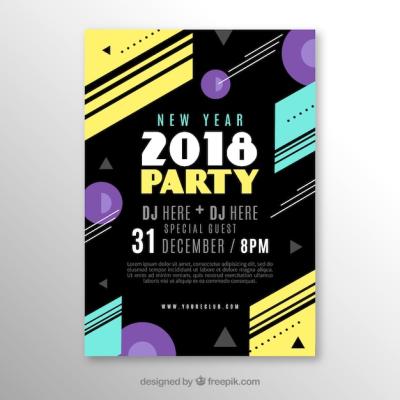 Dark New Year Party Poster Vector Template – Free Download