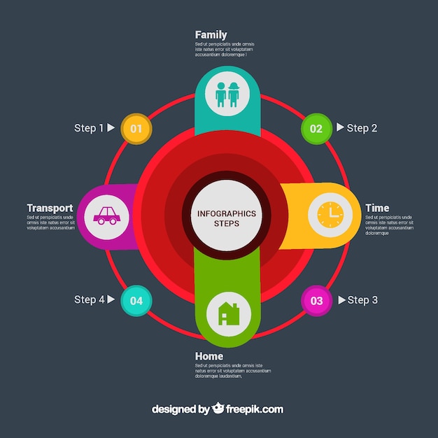 Flat Infographic Template with Round Options – Free Download