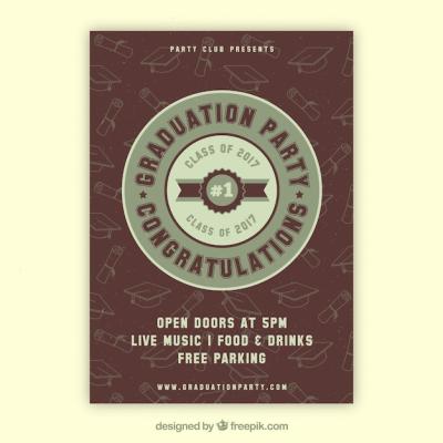 Vintage Graduation Party Brochure – Free Download, Free Stock Photo