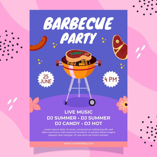 Hand Drawn Summer BBQ Poster Design – Free Download