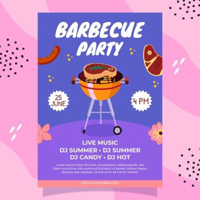 Hand Drawn Summer BBQ Poster Design – Free Download