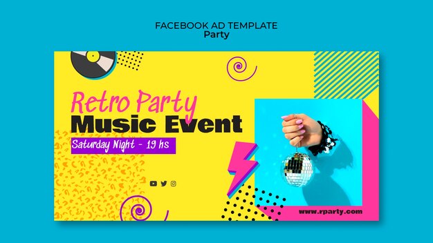 Colorful Flat Design Party Facebook Ad Template – Free Download