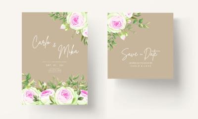 Beautiful Floral and Leaves Wedding Invitation Card – Free Download