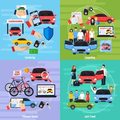 Carsharing Concept Icons Set – Free Download