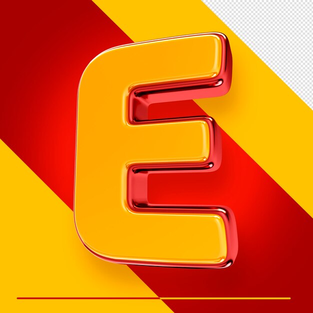 Psd 3D Alphabet Letter E Isolated with Red and Yellow for Compositions – Free Download