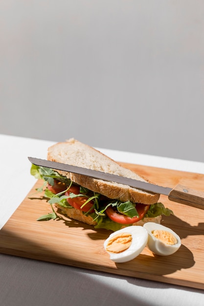 High Angle View of Toast Sandwich with Tomatoes and Hard-Boiled Egg – Free Stock Photo for Download