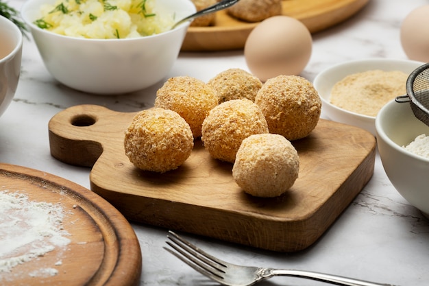 High Angle Food Croquettes on Board – Free Stock Photo for Download